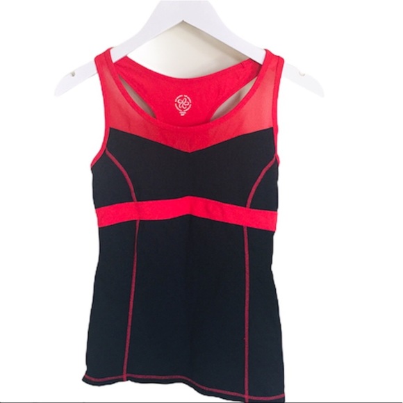 TUFF ATHLETICS Racerback Tank With Shelf Bra Red/Black Size Small - Picture 1 of 5
